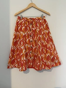 Maeve Anthropologie Banana Grove Denim Midirock orange Größe 4 orange Knöpfe - Bild 1 von 7