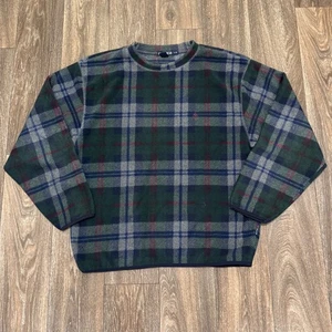 Felpa Nautica Vintage Uomo Grande Nero Orologio Tartan Plaid NauTech Pile Anni 90 - Foto 1 di 8