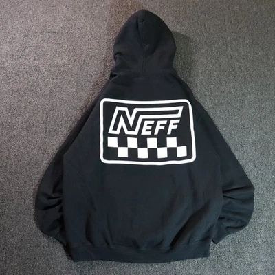 Y2K/2000s NEFF GRAPHIC SKATER PULLOVER BLACK HOODIE LARGE - Image 1 of 4