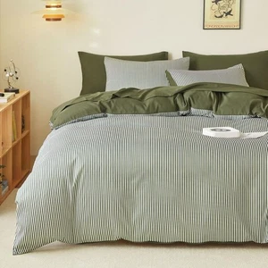 - Striped Comforter Set, Ticking Stripe Vertical Pinstripe Neutral Farmhouse ... - Picture 1 of 7