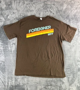 Foreigner Band T-Shirt XL Brown Retro 1977 Graphic 2017 Tour Dates Rock Tee - Picture 1 of 8
