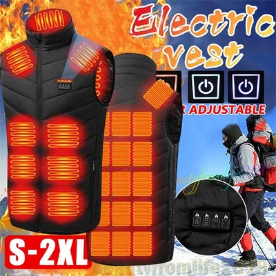 Unisex USB Electric Heated Vest Jacket 26 Zone Warm Up Heating Cloth Body Warmer - Image 1 of 4