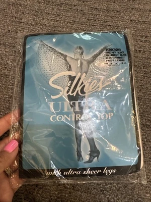 Pantimedias Silkies Ultra Control Top Talla Grande Negro 030306 De Colección Nuevo Sellado Foto 1 de 2