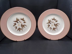 2 USA 1950s Vintage Sevron Fair Lady Pattern Gold Trim Dinner Plates 10-1/8" F25 - Picture 1 of 9
