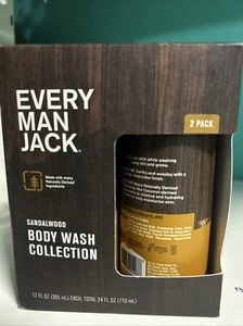 Every Man Jack Sandalwood Body Wash Bath & Shower Gel 12 FL. OZ. 2 Bottles Pack - Picture 1 of 4