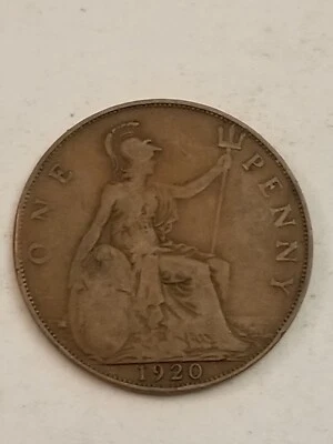 ANTIQUE 1920 Great Britain Half Penny Bronze Coin King George V *AB02* - Image 1 of 2