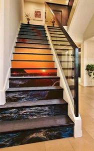 3D Sunset Ocean 101NA Stair Risers Decoration Photo Mural Decal Wallpaper Fay - Picture 1 of 5