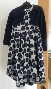 kleid mädchen festlich gr. 152 mit passendem bolerojäckchen in blau creme blumen - Bild 1 von 8