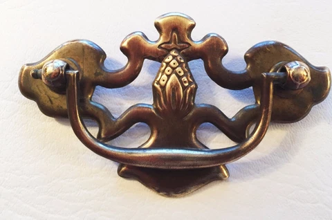 Pineapple Antique Hardware Vintage Brass Chippendale Drawer Pull  3" center Cover
