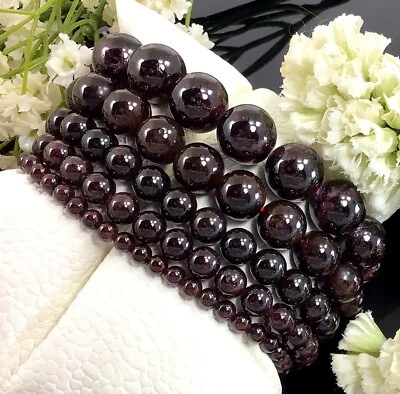 Garnet Stone Stretchy Bracelet Healing Gemstone 4mm 6mm 8mm10mm12mm - Image 1 of 4