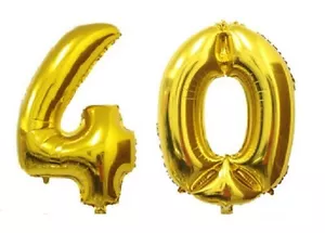16" 40 Gold Number Balloons 40th Birthday Party Anniversary Foil Balloon Decor - Picture 1 of 1