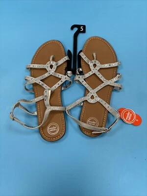 SANDALIAS WONDER NATION NIÑA ESTRÁS MODA CORREA NUEVAS CON ETIQUETA TALLA: 5 Foto 1 de 4