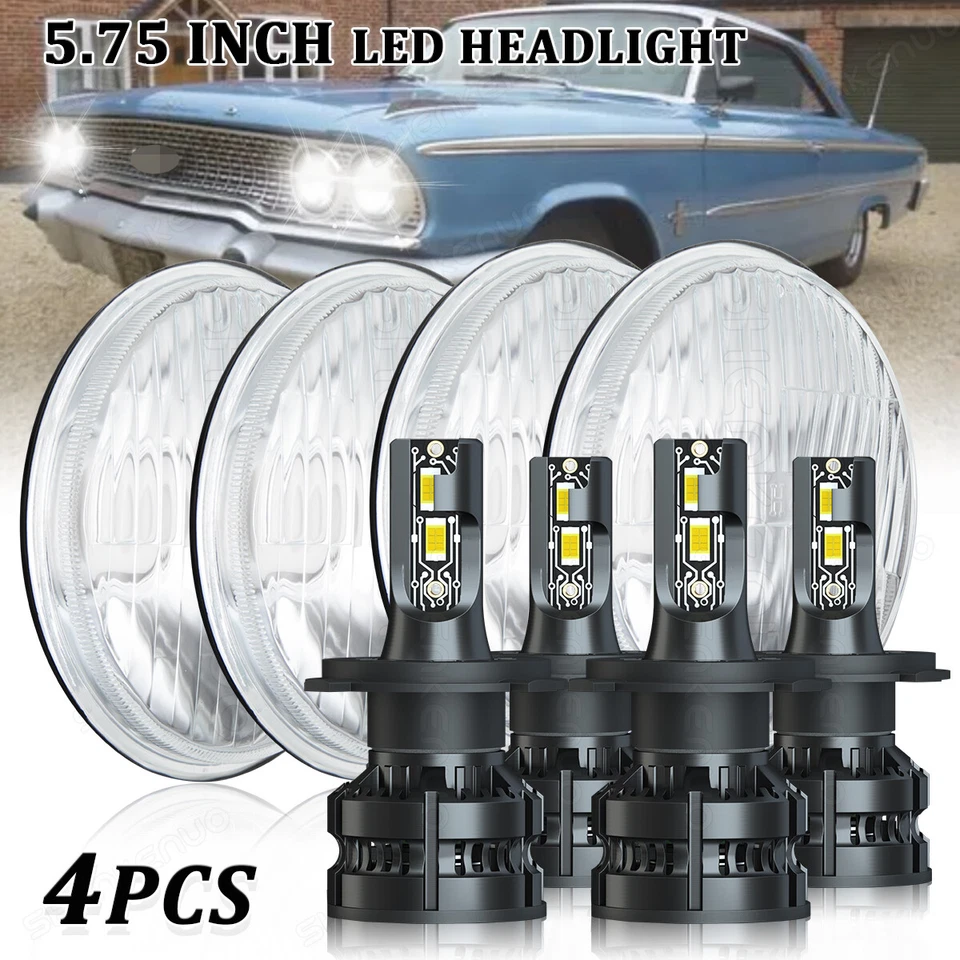 Faros LED de haz alto/bajo de 5 3/4" 5,75 4 piezas para Pontiac GTO Grand Prix 1964-70 Foto 1 de 4