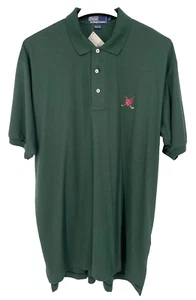 NEW Vtg POLO Ralph Lauren men's XL golf shirt green 100% fine cotton clubs logo - Picture 1 of 11