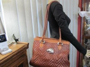 Barry Kieselstein-Cord Brown Woven Leather Shoulder Bag/Handbag/Purse Horse Head - Picture 1 of 10
