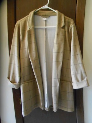 ЖЕНЩИН MAURICE 3/4 РУКАВ КОРИЧНЕВЫЙ И ЧЕРНЫЙ КЛЕТКУ ОТКРЫТЫЙ БЛЕЙЗЕР РАЗМЕР XL(L) - Изображение 1 из 4