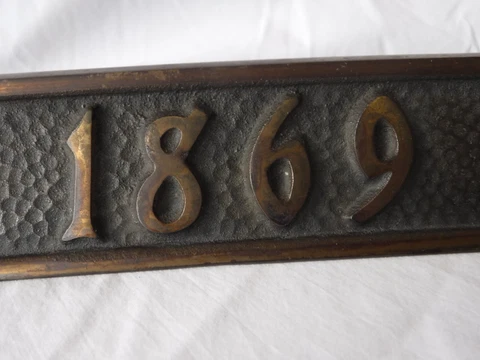 Antique~Vtg~1869~Cast Iron~Bronze~Architectural Number Plate~Address~Memorial Cover