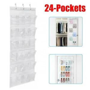 24 Pocket Hanging Shoe Storage Holder Box Over Door Rack Hanger Closet Organizer