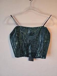 Sincerely Jules Sexy sequined crop top strapless Corset tube top Bandeau size M  - Picture 1 of 12