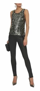 sz Small Alice + Olivia Sleeveless Tank Top Shell Cami Blouse Gold Sequins SALE - Picture 1 of 11