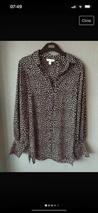 Topshop Size 8 Long Sleeve Shirt Blouse Black And Light Pink - Picture 1 of 5