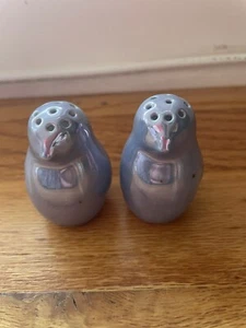 Vintage Bird Lusterware Salt And Pepper Shakers Small Mini Blue Japan - Picture 1 of 5