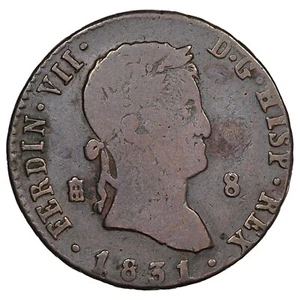 Spanien - 8 Maravedis 1831 Ferdinand VII. - Segovia - Kupfer - KM.486.1 Cal.1695 - Bild 1 von 2