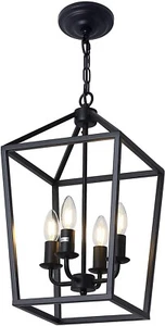 4 Light Chandelier Lantern Pendant Light Farmhouse Rustic Ceiling Hanging Lamp - Picture 1 of 1