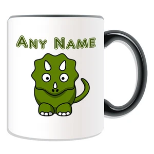 Personalisiertes Geschenk Triceratops Becher Geldbox Tasse Name Kaffee albern Dino Dinosaurier - Bild 1 von 20