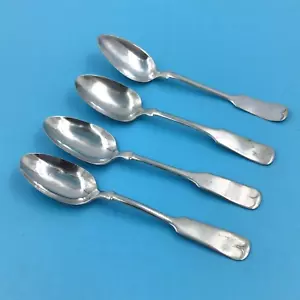Lot 4 Antique Teaspoons Fiddle Back Tipped Various Hallmarks Silverplate - Picture 1 of 12