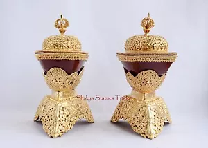 Juego de Kapala budista tibetano de 11,25" cobre tallado a mano Frm PatanNepal - Imagen 1 de 8