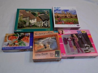Puzzle Lot Vintage 100 - 1000 Pieces NOT Counted AS IS Scenic Panorama Big Ben + - Image 1 of 4