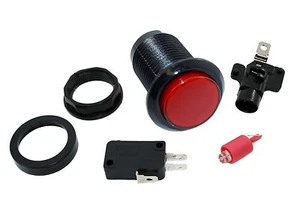 Pulsador LED rojo arcade con bisel negro - Imagen 1 de 2