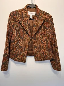 Doncaster Womens Brown & Gold Brocade Blazer Short Suit Jacket Boho - Picture 1 of 4