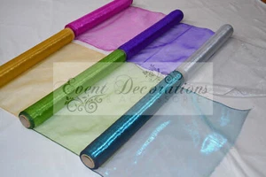 9M x 40CM WOVEN EDGE ELEGANZA ORGANZA ROLL TABLE RUNNER WEDDING TABLE DECORATION - Picture 1 of 28