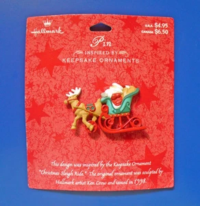 Hallmark PIN Weihnachten Vintage SANTA SLEIGH RIDE Rentier of Ornament 1998 NEU - Bild 1 von 4