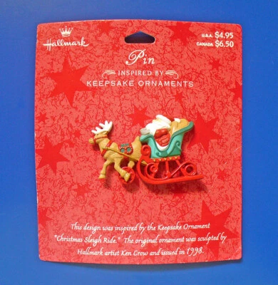 PIN Hallmark Navidad Vintage SANTA TRINEO PASEO Reno de Ornamento 1998 NUEVO* Foto 1 de 4