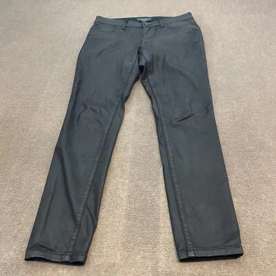Ralph Lauren Jeans Womens 10 Black Faux Leather Coated Straight Leg Stretch - Image 1 of 4