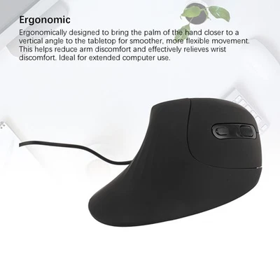 USB Vertical Wired Mouse 4 Adjustable DPI Silent Click Ergonomic Vertical - Image 1 of 4