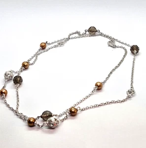 Judith Ripka Sterlingsilber Perle Diamonique CZ filigran Bahnhof Halskette 36" - Bild 1 von 13