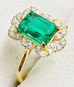 LUXUS Damen Ring Smaragd,Brillant Diamanten,Echtes 750 Gelbgold 18Karat,Neu.( - Bild 1 von 12
