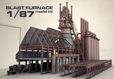 HO 1:87 3D Impreso Molino de Acero Alto Horno Escala Kit de Construcción Diorama Ferroviario Foto 1 de 4