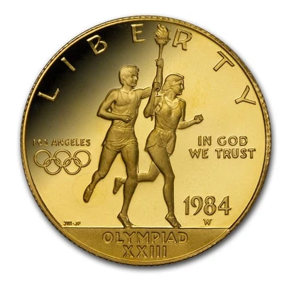 1984-W Gold $10 Commem Olympic Proof (Capsule Only) - Image 1 of 2