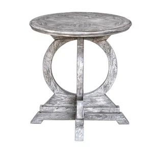 Uttermost 25426 Maiva 24" Diameter Wood Pedestal Table - White - Picture 1 of 7