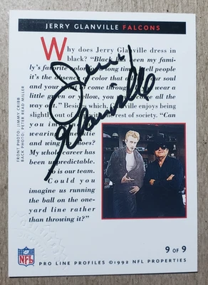 1992 Pro Line Profiles Jerry Glanville Auto Atlanta Falcons #9 Autograph - Image 1 of 2