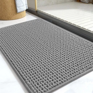 -Chenille Bath Mat-Rubber Backing Bathroom Rugs 5 x 37 (Rectangular) Grey - Picture 1 of 7