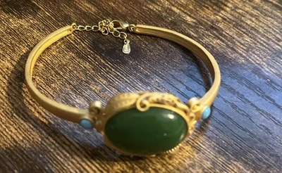 Pulsera ajustable retro china de jade natural 925 para mujer Foto 1 de 4
