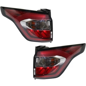 Tail Light Set For 2017-2019 Ford Escape LH RH Outer Red/Clear w/ Chrome Halogen - Picture 1 of 13
