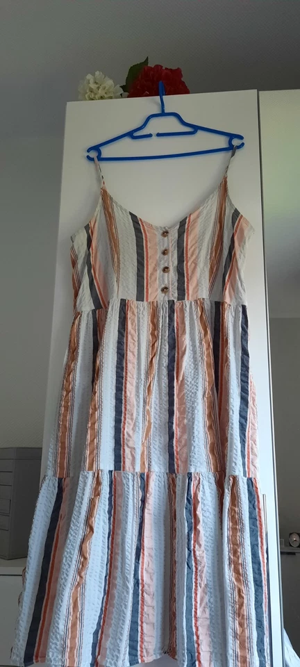 leichtes Sommerkleid  Gr 44 Träger verstellbar/ gestreift - Bild 1 von 4