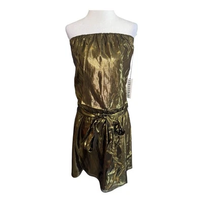 Mini Vestido Jay Godfrey Metálico Dorado Mezcla Seda Sin Tirantes Para Mujer Talla 2 Nuevo con Etiquetas Foto 1 de 4